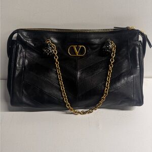 Valentino Garavani Panthea Chevron Nappa Leather Shoulder Bag - Authentic